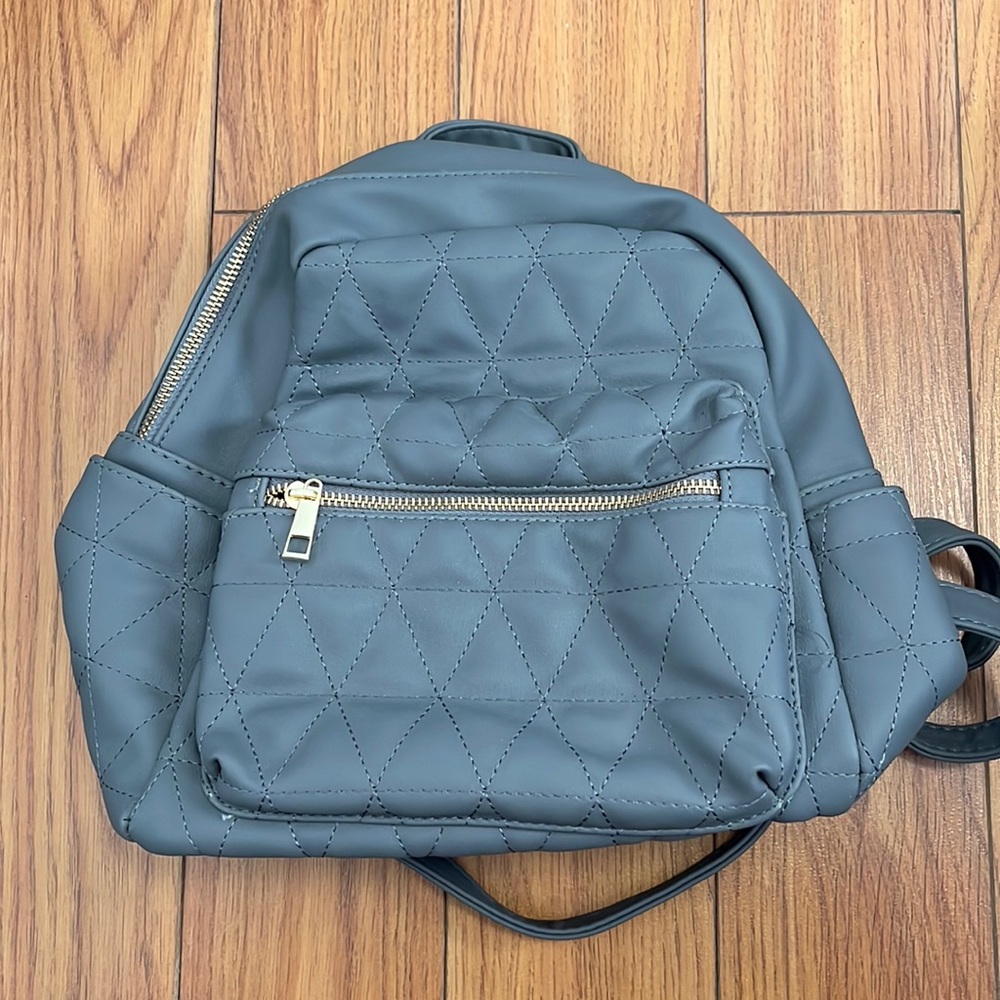 NWOT grey quilted mini backpack